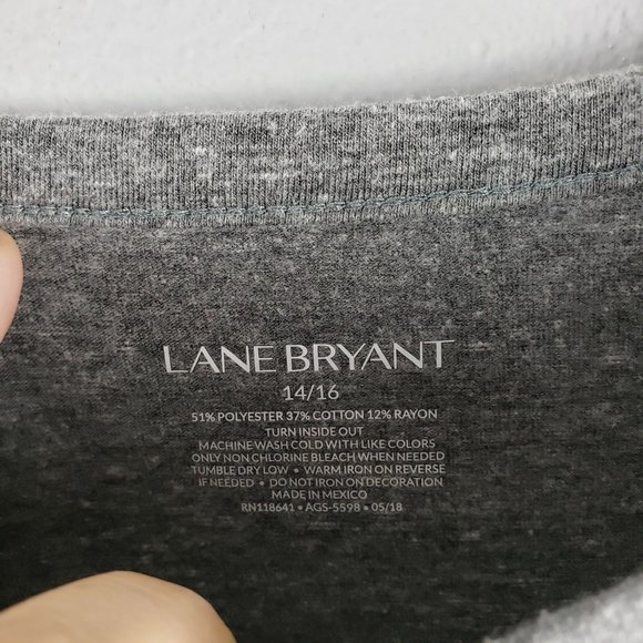 Lane Bryant Women's Size 14/16 Inspire Graphic Tee Shirt Heather Gray Round Hem - Picture 4 of 7